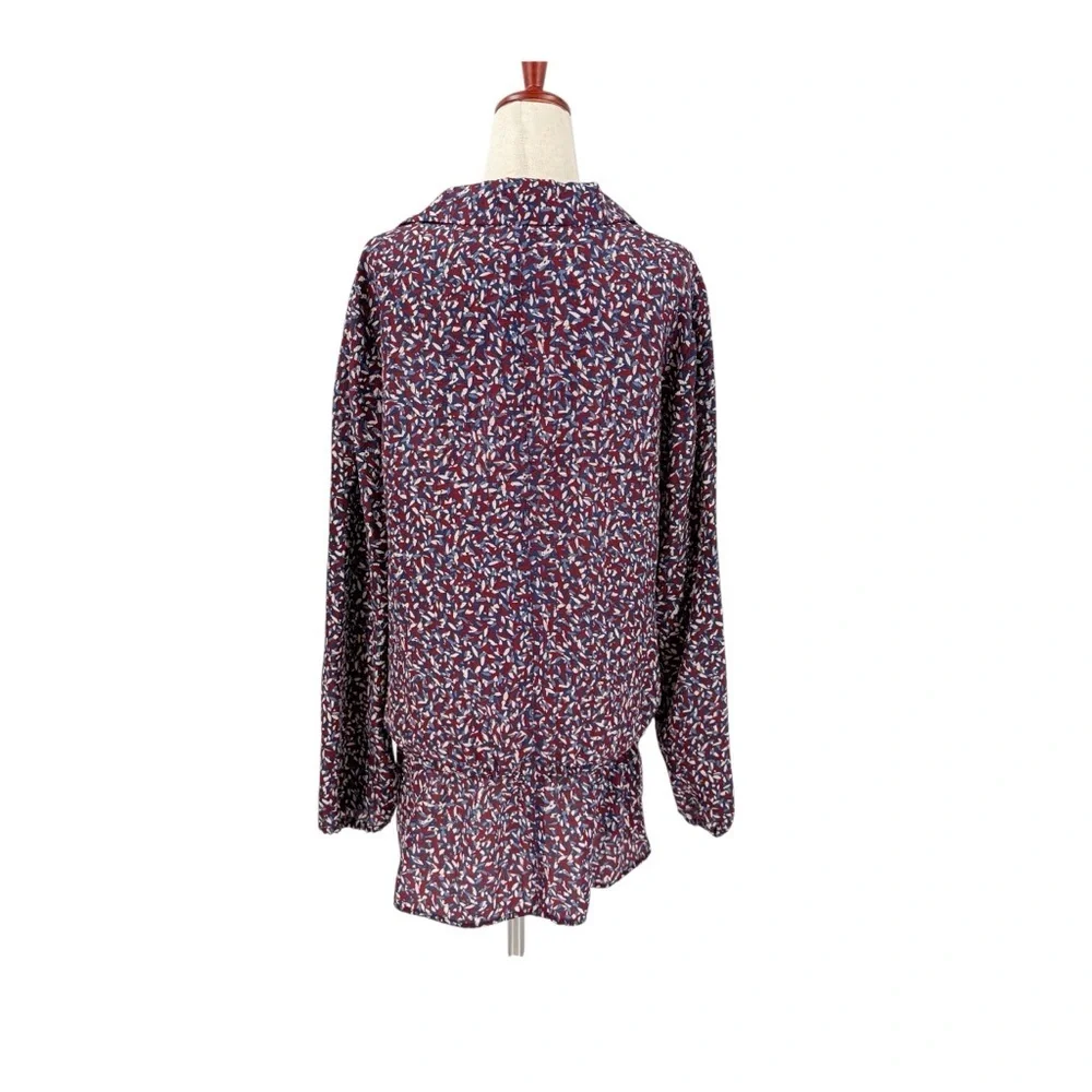 Tory Burch Silk‎ Blend Patterned Long Sleeve Blouse Size 8